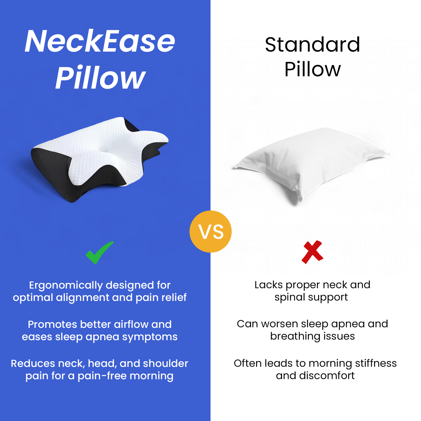 NeckEase: Cervical Pillow for Pain Relief & Stress-Free Sleep